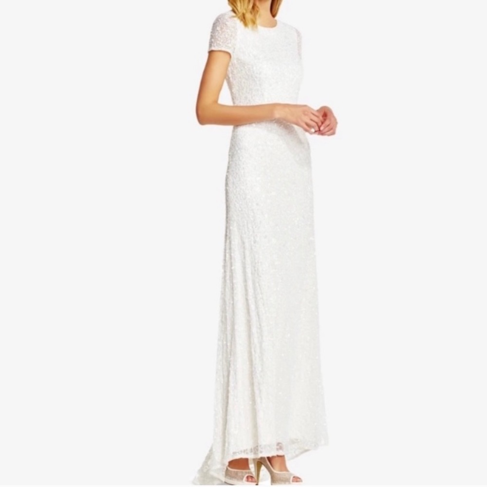 Adrianna Papell scoop back sequin gown